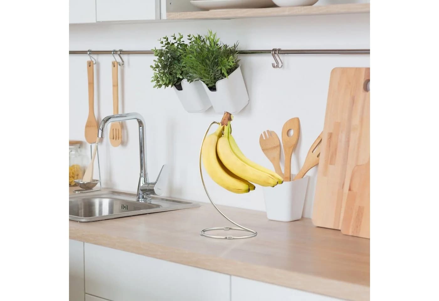 relaxdays Bananenhalter mit Haken Silber Eisen - Bild 5
