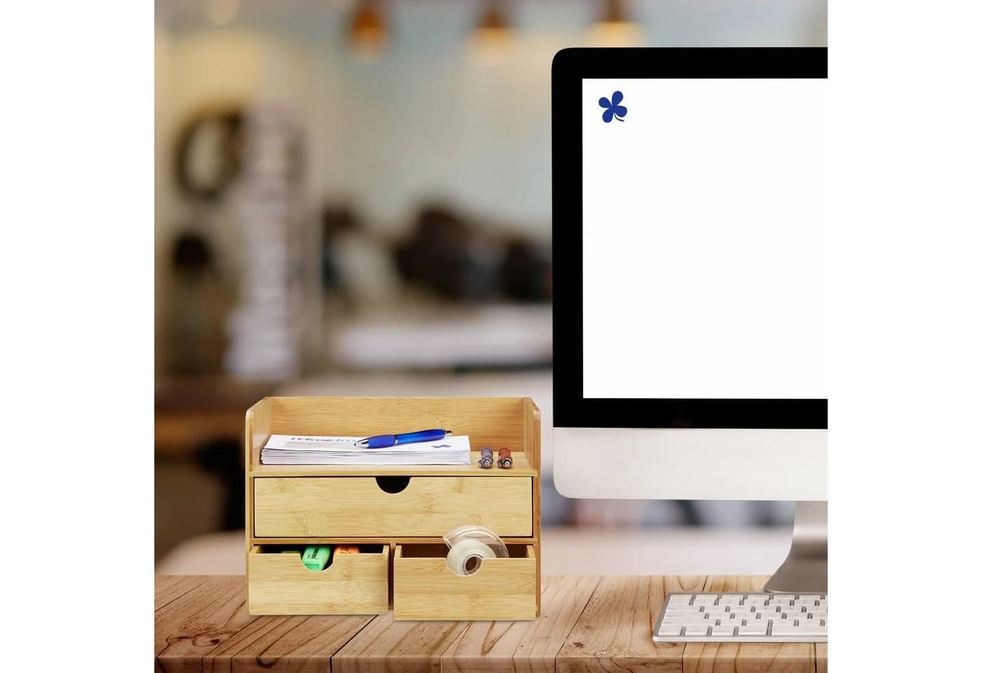 relaxdays Schreibtisch Organizer mit Schubladen aus Bambus - Bild 5