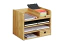 relaxdays Schreibtisch Organizer aus Bambus mit Schublade und A4-Fächern Bild 2