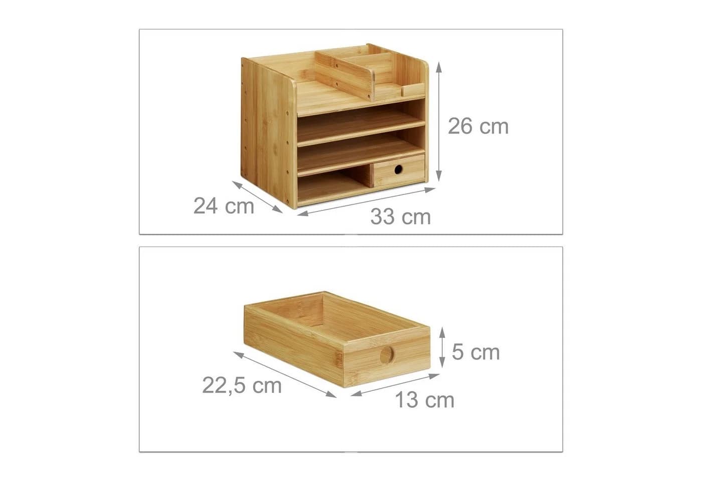 relaxdays Schreibtisch Organizer aus Bambus mit Schublade und A4-Fächern - Bild 4
