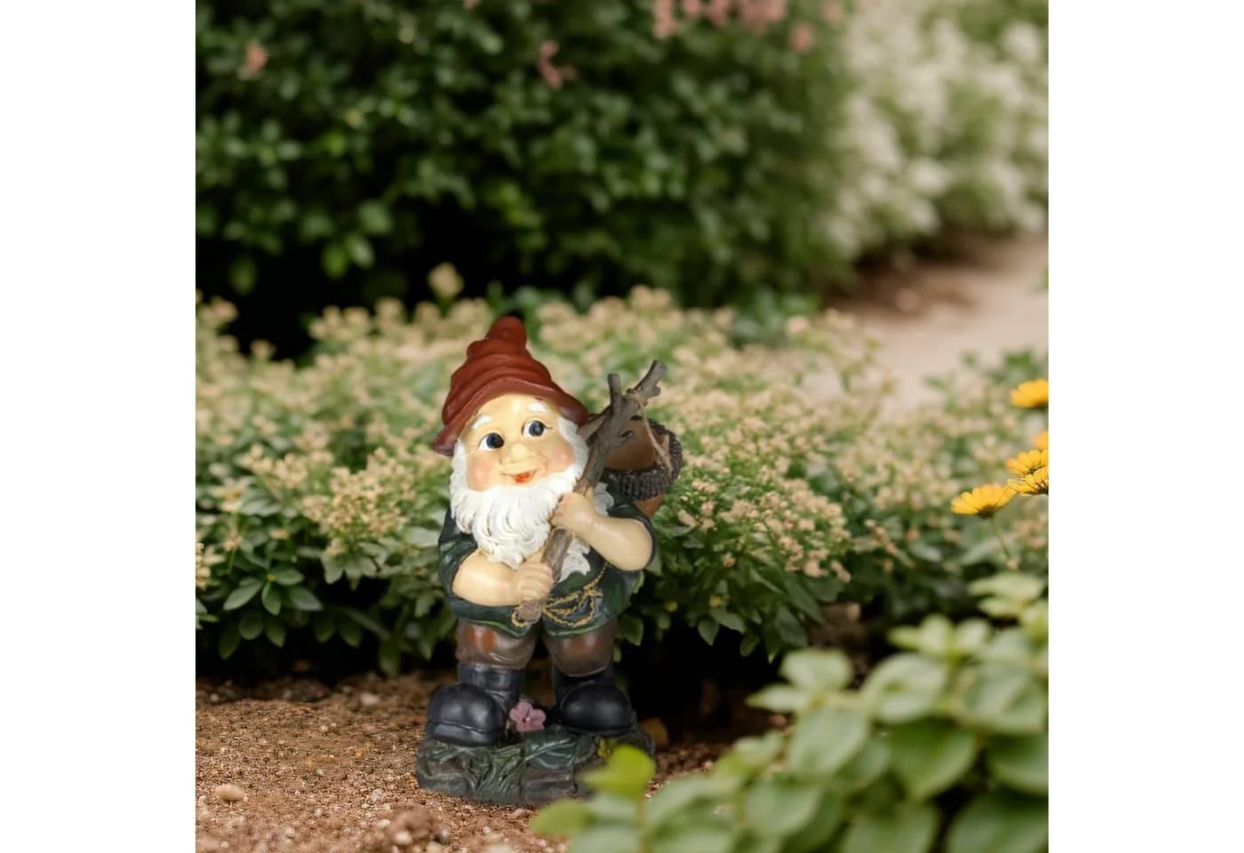 relaxdays Gartenzwerg mit Eichelkörbchen - Wetterfest Kunststein - Bild 5
