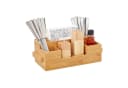 relaxdays Besteckhalter Bambus mit Serviettenfach - Natur Bild 2