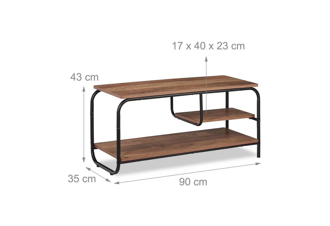 relaxdays TV-Regal TV Board mit Ablage Braun/Schwarz Industrial Stil - Bild 4