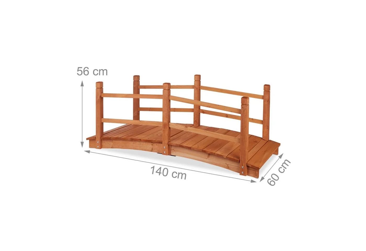 relaxdays Zierbrücke Holz Teichbrücke mit Geländer Orange - Bild 4