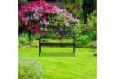 relaxdays Gartenbank Metall Schwarz Flechtmuster 2-Sitzer Bild 1