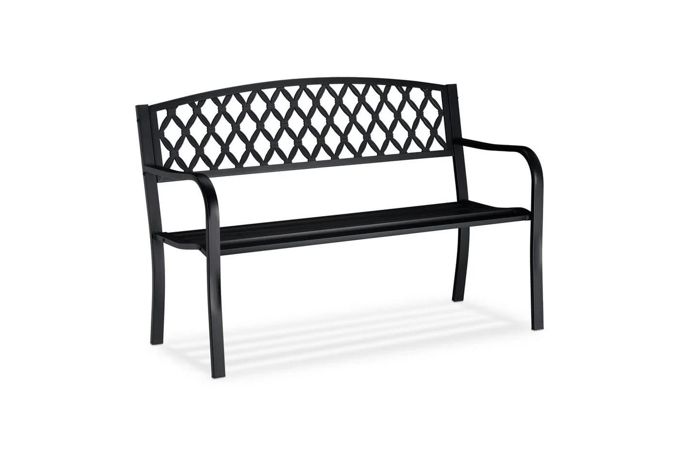 relaxdays Gartenbank Metall Schwarz Flechtmuster 2-Sitzer - Bild 2