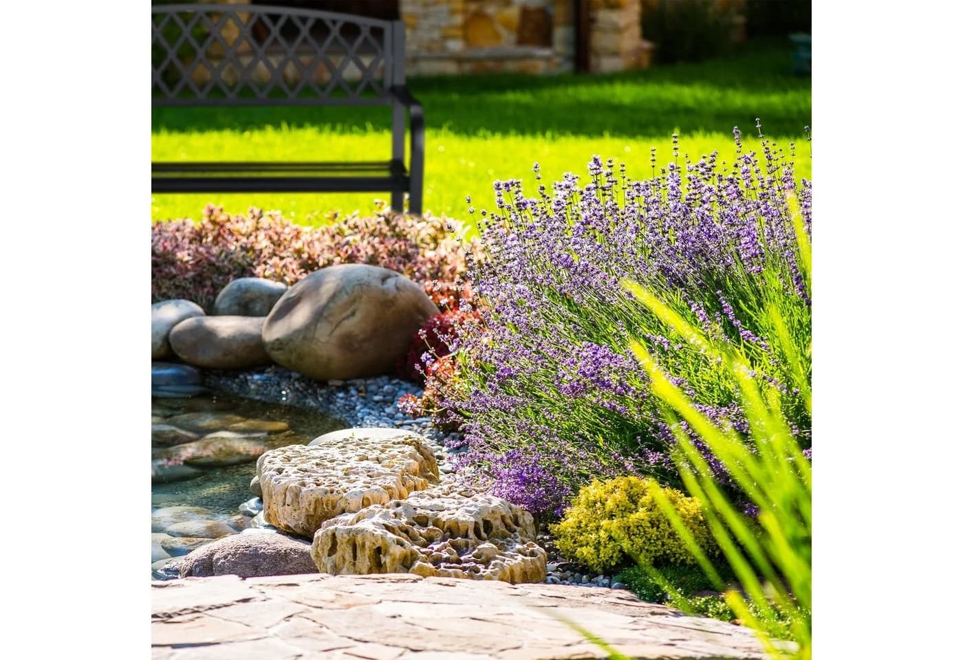 relaxdays Gartenbank Metall Schwarz Flechtmuster 2-Sitzer - Bild 3