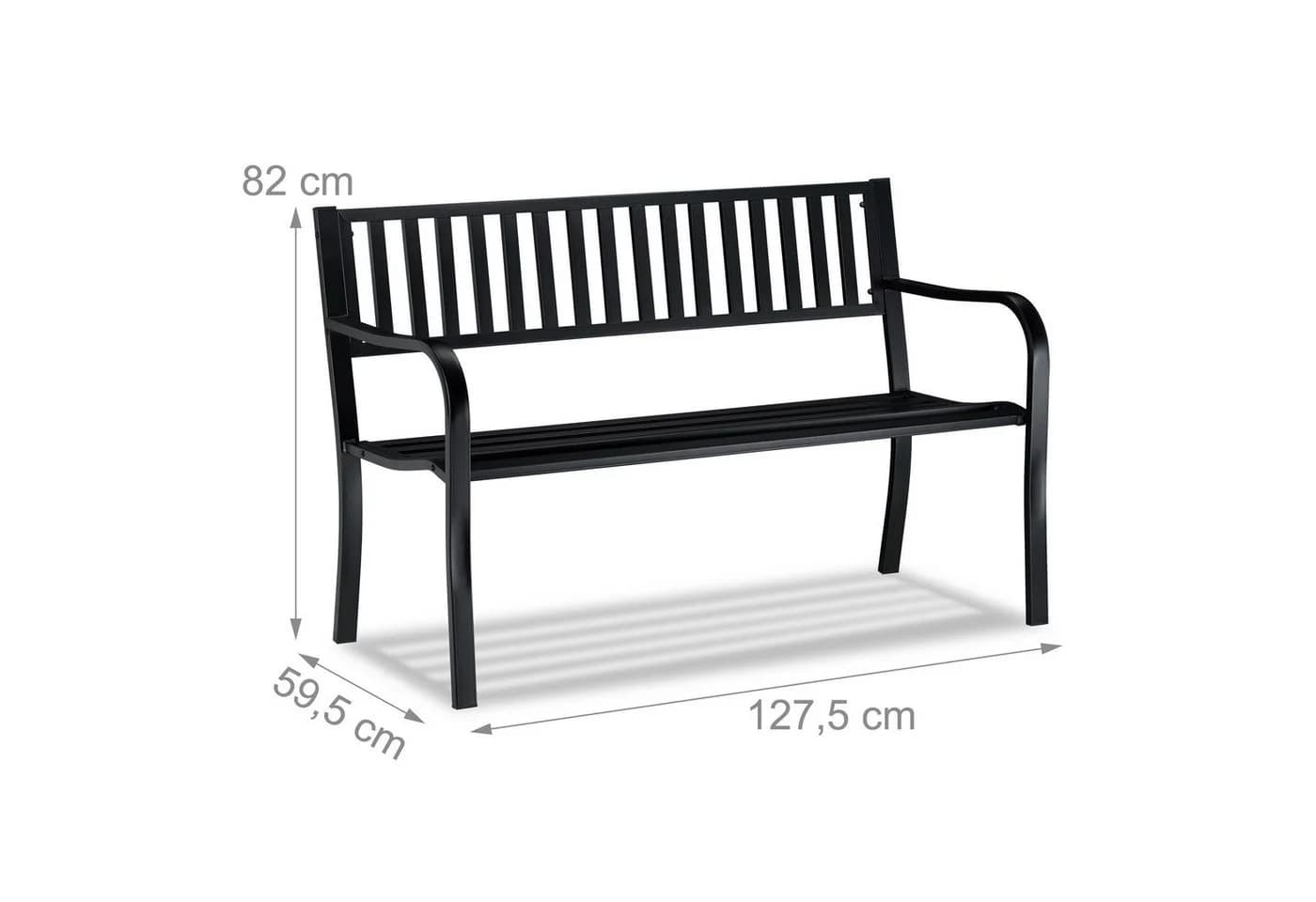 relaxdays Gartenbank mit Metallstrebe Schwarz - Bild 4