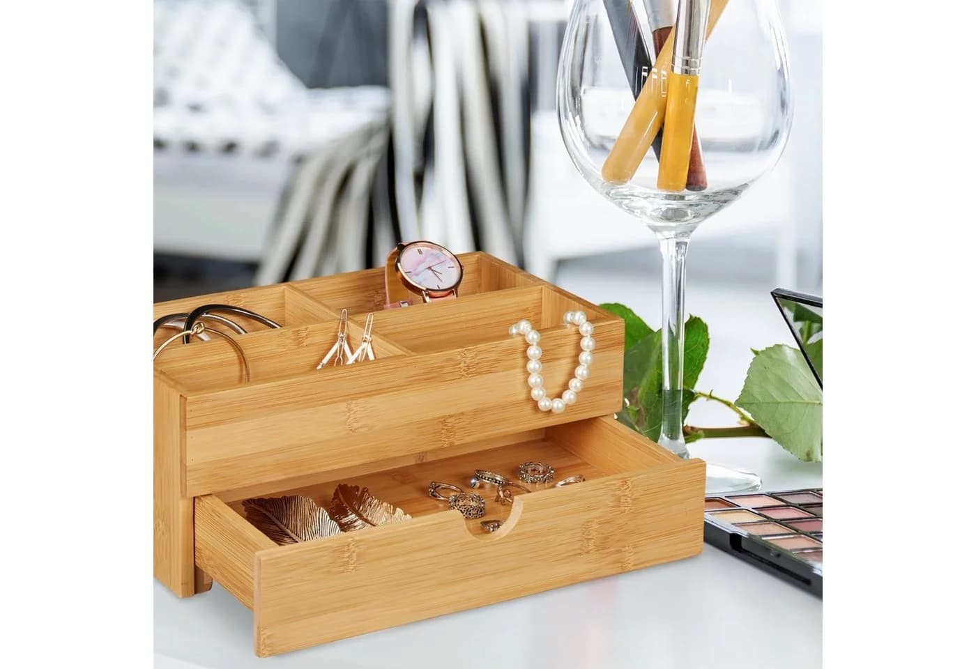 RELAXDAYS Make-Up Organizer Bambus Kosmetik Organizer mit Schublade - Bild 3