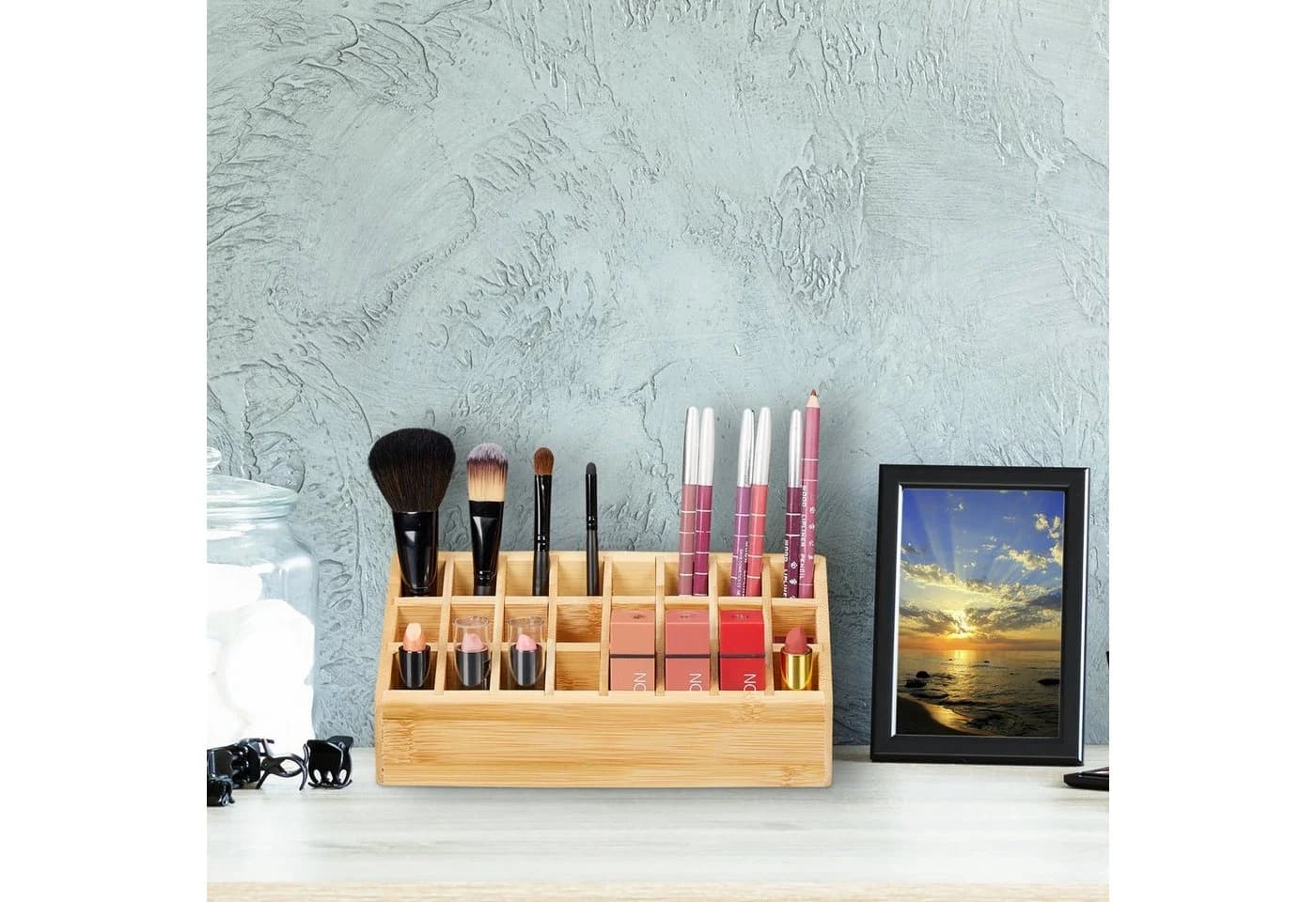 RELAXDAYS Make-Up Organizer Lippenstifthalter 24 Fächer Bambus - Bild 5