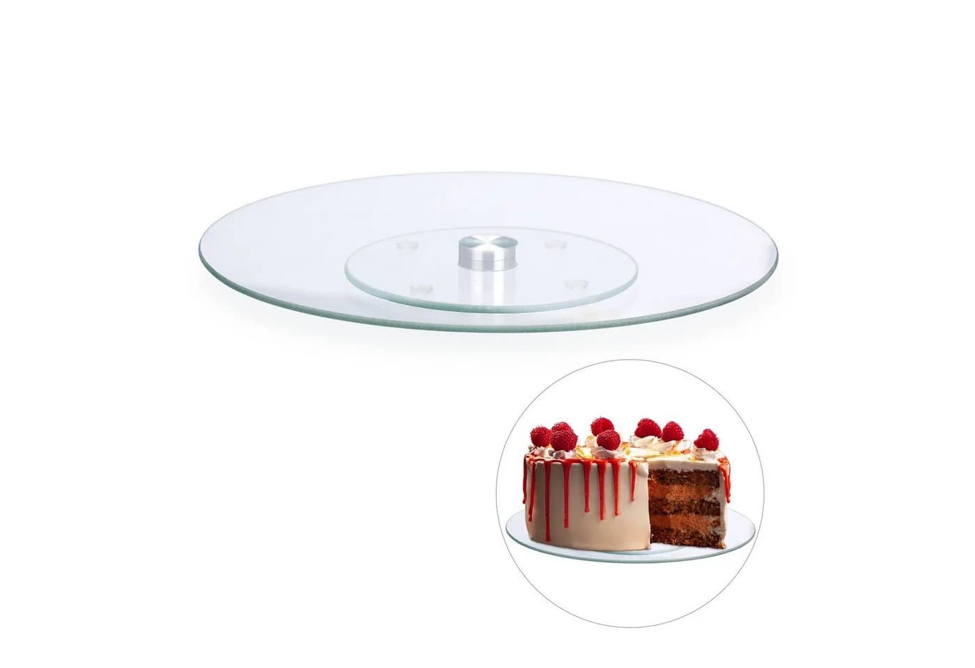 relaxdays Drehbare Tortenplatte Glas Silber Transparent - Bild 2