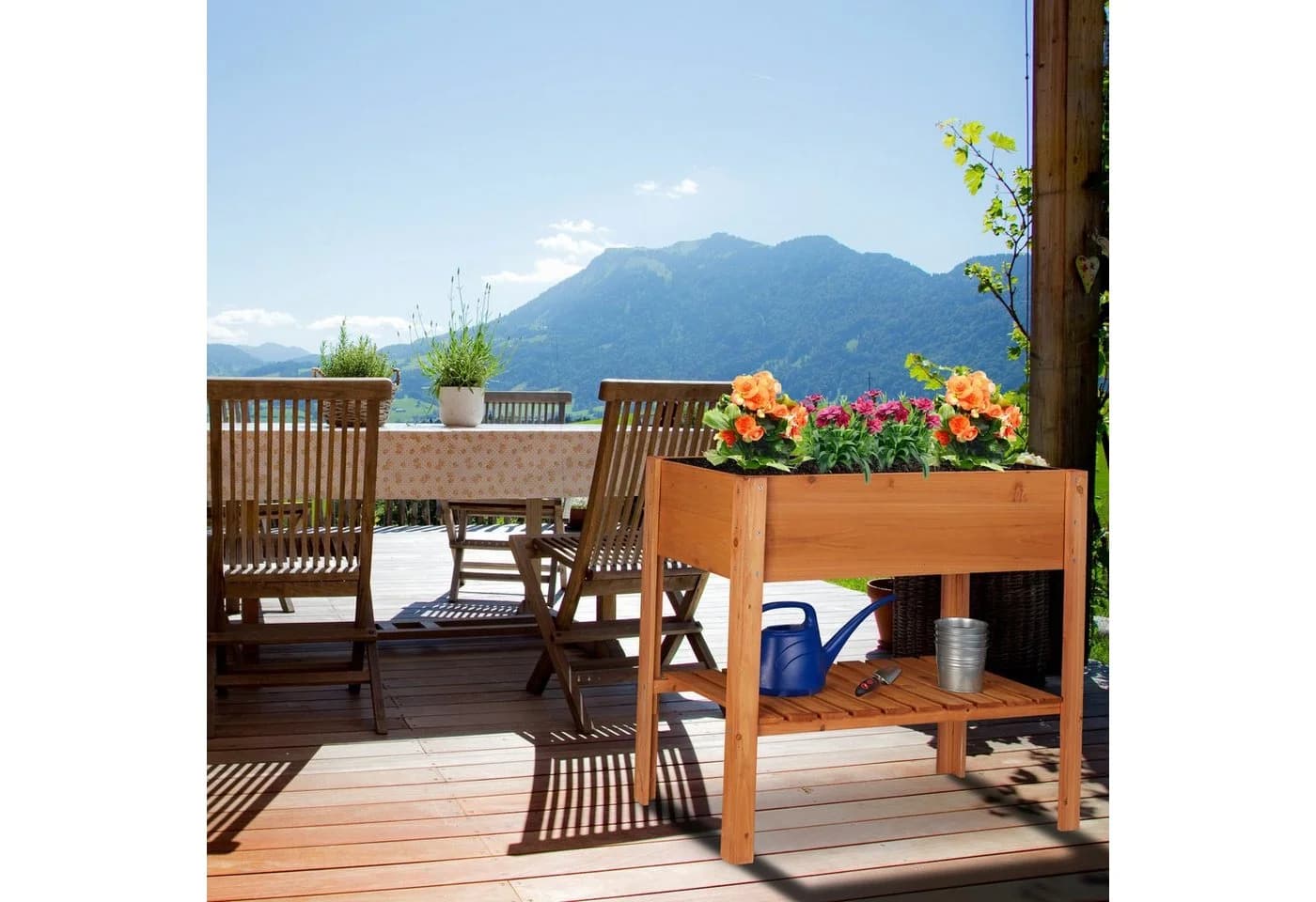 relaxdays Hochbeet Holz hellbraun
