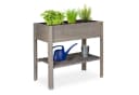 relaxdays Hochbeet Holz grau mit Ablage Bild 2