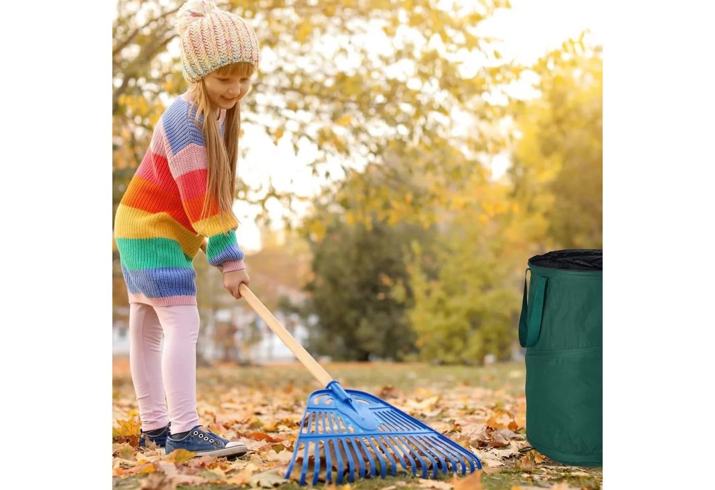 relaxdays Laubsack 3er-Set Selbstaufstellend 160 L Grün