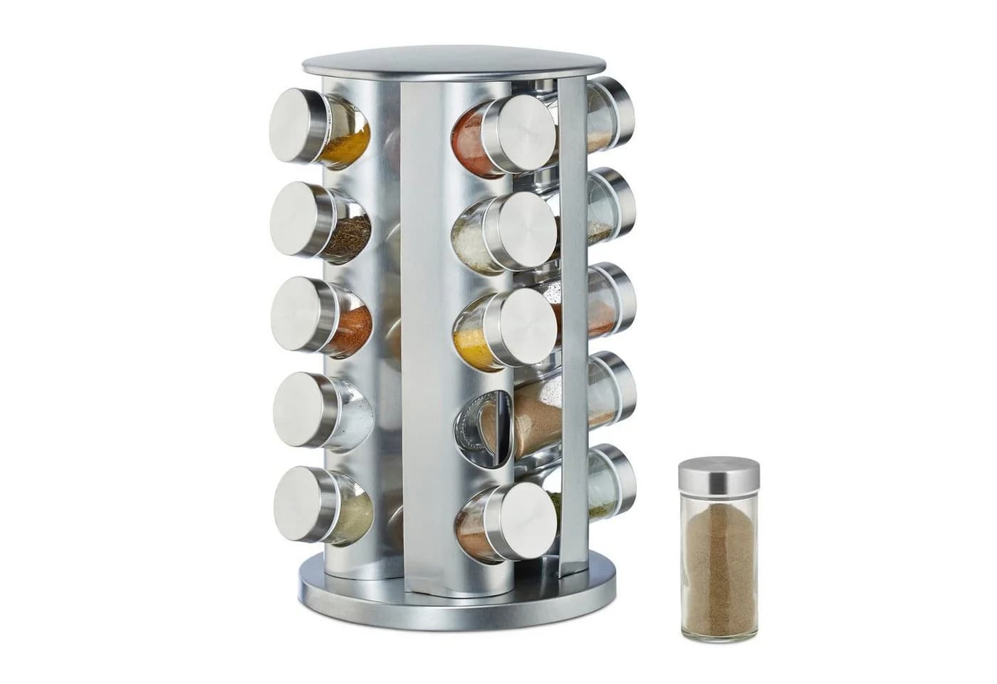 relaxdays Gewürzkarussell mit 20 Gläsern Silber - Bild 2