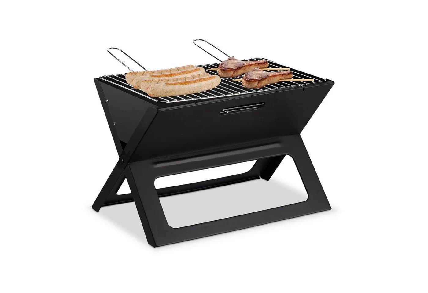 relaxdays Klappgrill Holzkohlegrill Schwarz/Silber - Bild 2