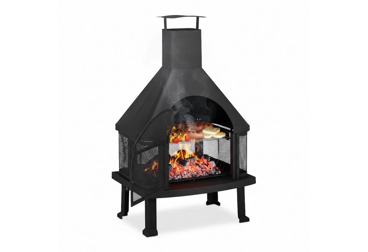 relaxdays Grillkamin Terrassenofen mit Grill Schwarz - Bild 2