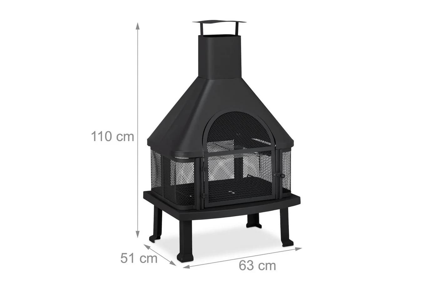 relaxdays Grillkamin Terrassenofen mit Grill Schwarz - Bild 4