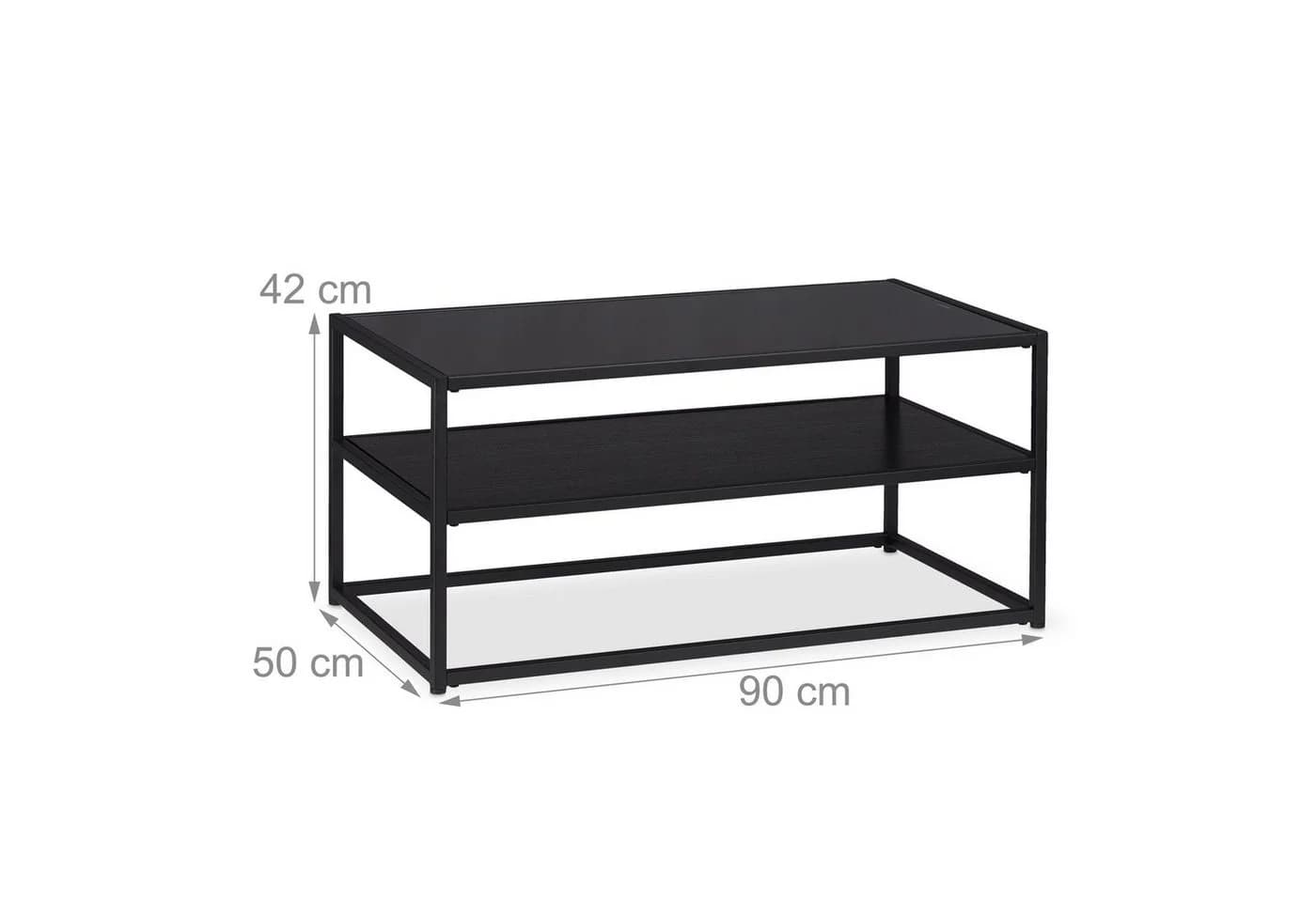 RELAXDAYS Couchtisch Schwarz mit Glasplatte 2 Ebenen - Bild 4