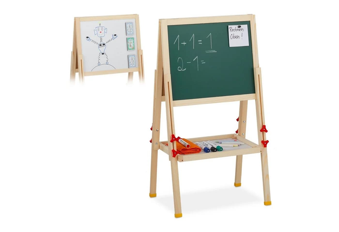 relaxdays Standtafel für Kinder höhenverstellbar Weiß/Grün - Bild 2
