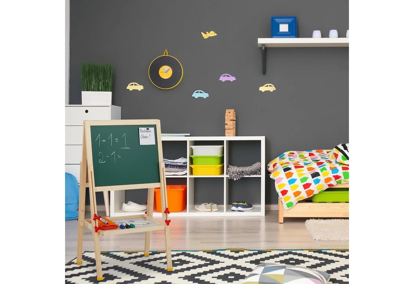 relaxdays Standtafel für Kinder höhenverstellbar Weiß/Grün - Bild 5
