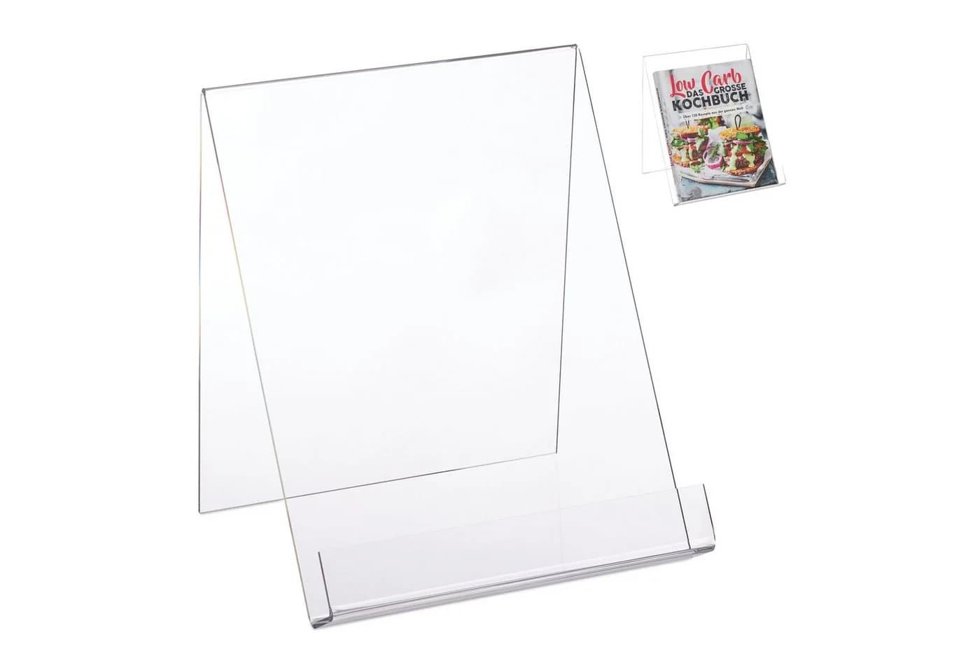relaxdays Kochbuchhalter Buchaufsteller Transparent Acryl DIN A4 - Bild 2