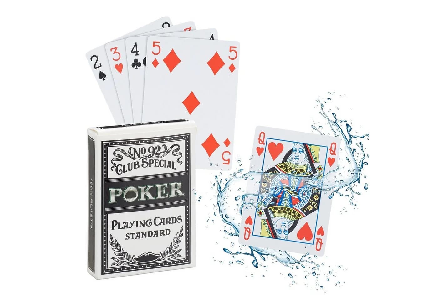 relaxdays 2x wasserfeste Pokerkarten aus Kunststoff Schwarz/Weiß/Rot - Bild 2