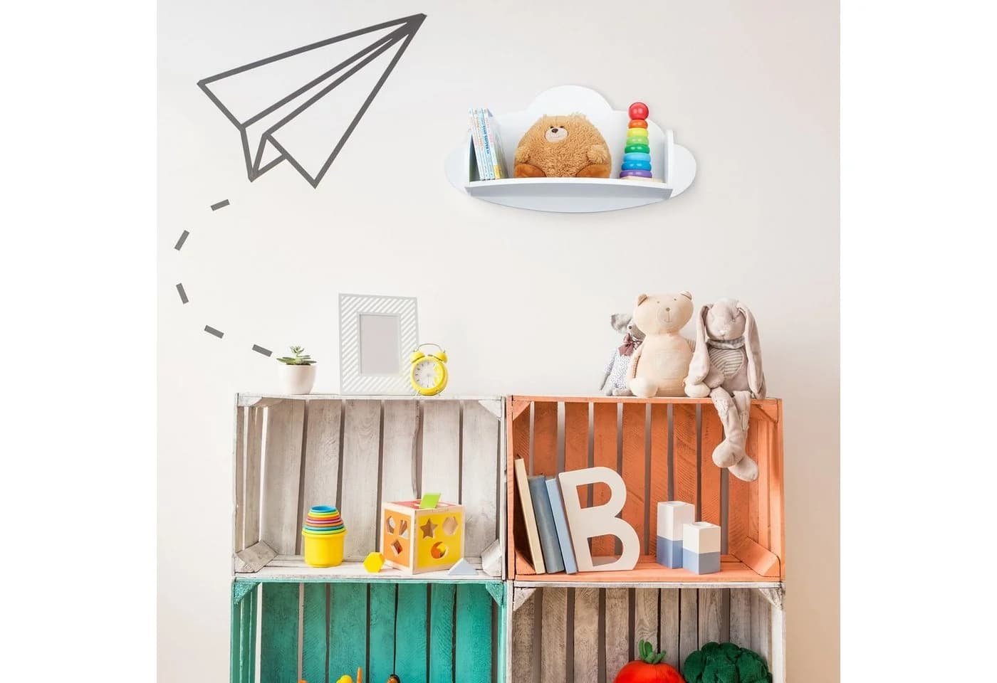relaxdays Kinderregal Wandregal Wolke Kinderzimmer Weiß - Bild 5
