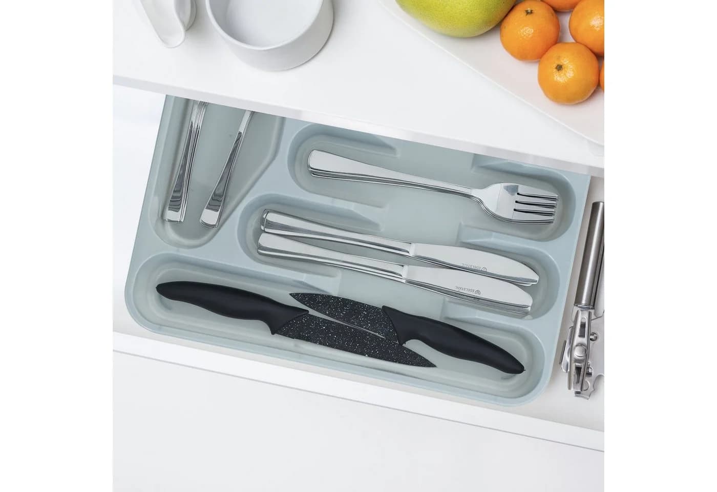 relaxdays Besteckkasten 2er Set Grau Kunststoff