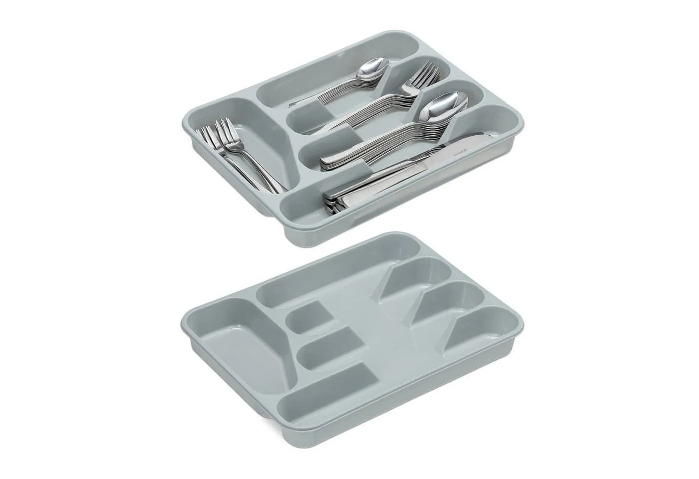 relaxdays Besteckkasten 2er Set Grau Kunststoff - Bild 2
