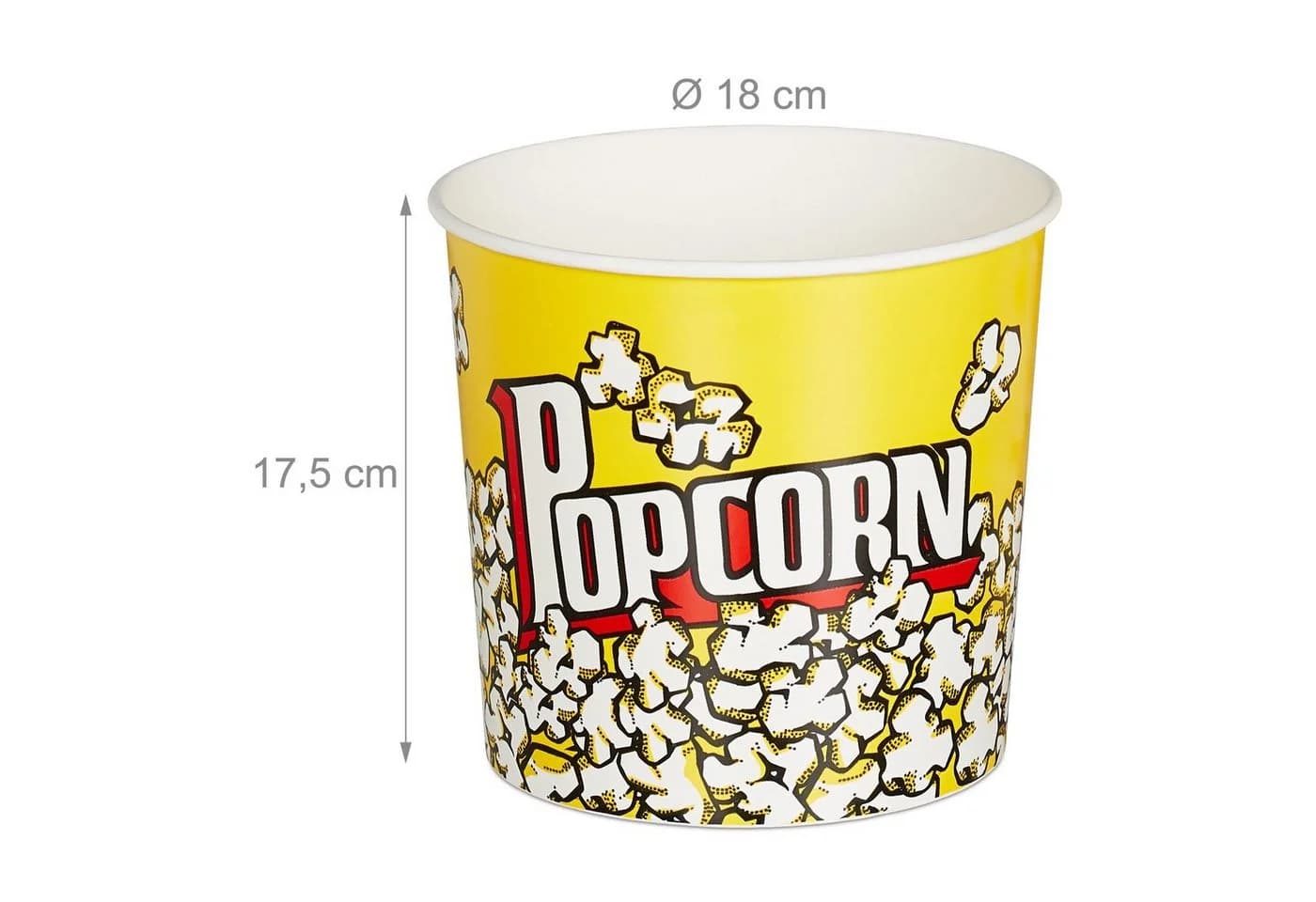 relaxdays Popcorn Eimer 6er Set Gelb Retro Kunststoff - Bild 4