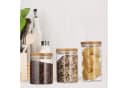relaxdays Vorratsdosen 3er Set Glas mit Bambusdeckel transparent Bild 3