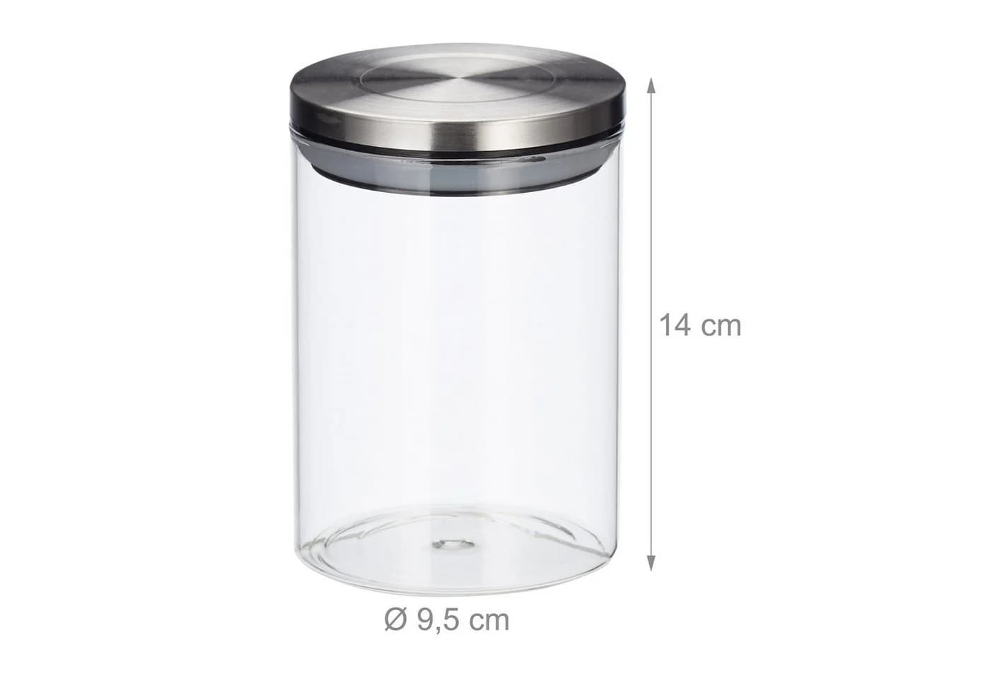 relaxdays Vorratsglas 3er Set 750 ml Glas silber - Bild 4