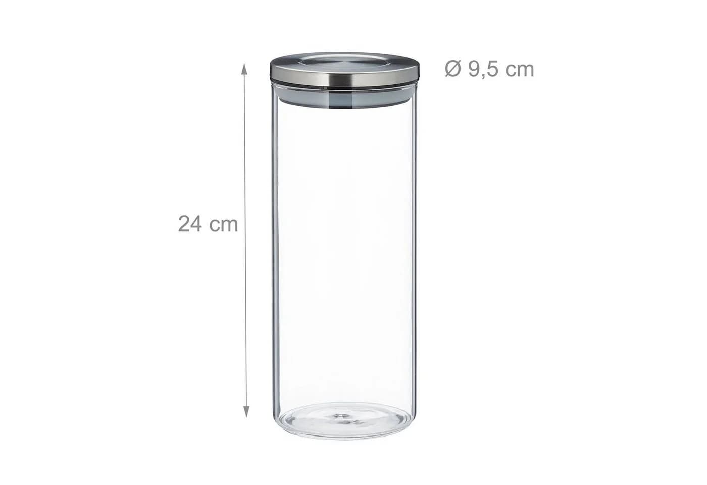relaxdays Vorratsglas 3er Set 1,5 Liter Glas Transparent Silber - Bild 4