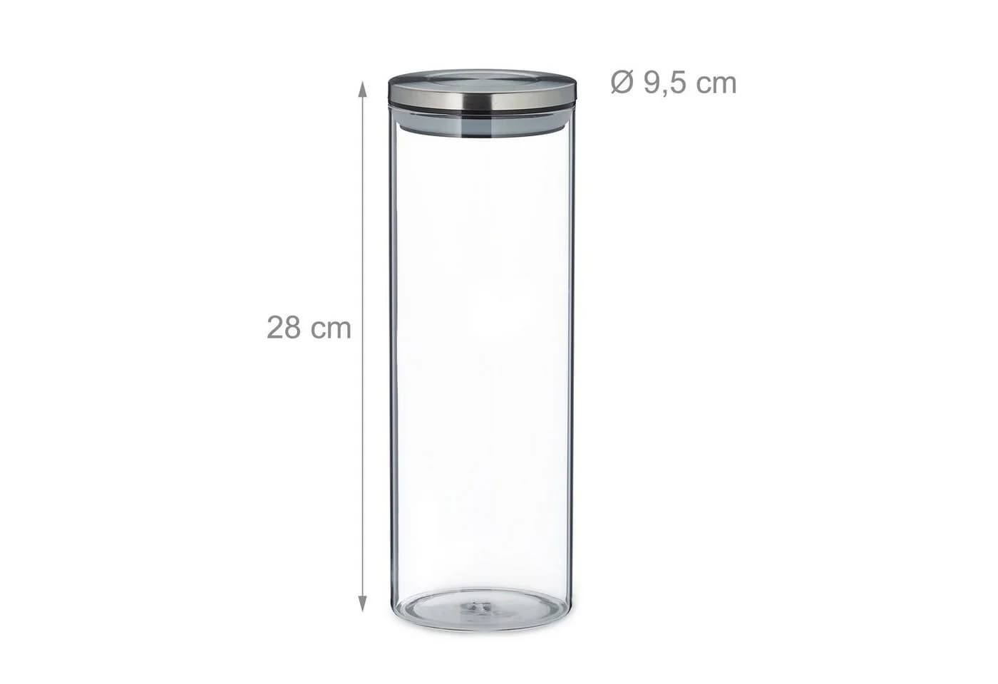 relaxdays Vorratsglas 3er Set 1,6 Liter Glas Transparent Silber - Bild 4