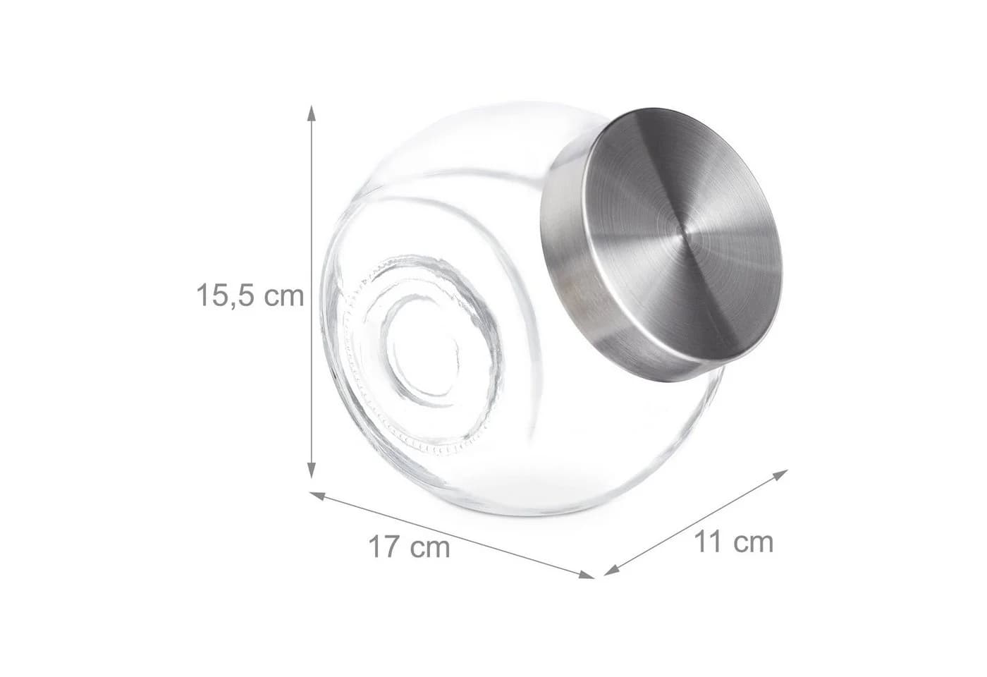 relaxdays Vorratsglas Bonbongläser 4er Set 1,5 L Glas Transparent/Silber - Bild 4