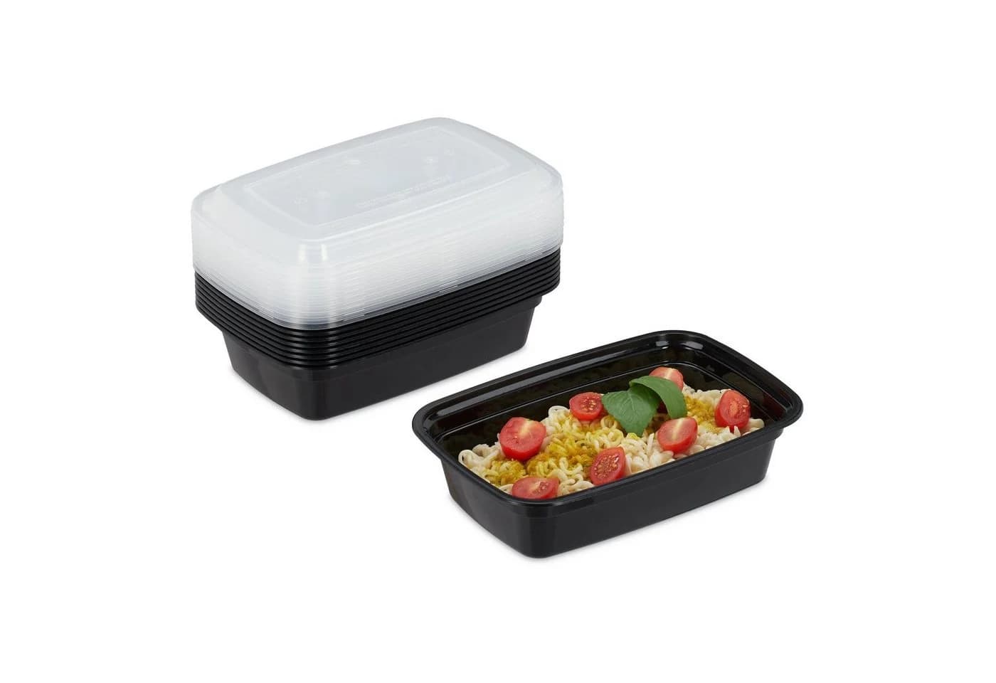 relaxdays Lunchbox 10er Set Meal Prep Boxen Schwarz Transparent - Bild 2