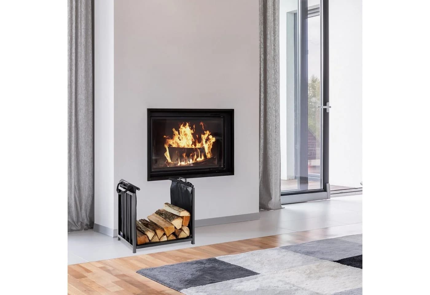 RELAXDAYS Kaminholzregal Schwarz mit Tragetasche aus Stahl - Bild 5