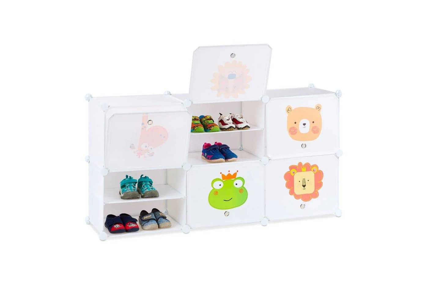 RELAXDAYS Steckregal Schuhregal für Kinder Weiß mit Tiermotiven - Bild 3