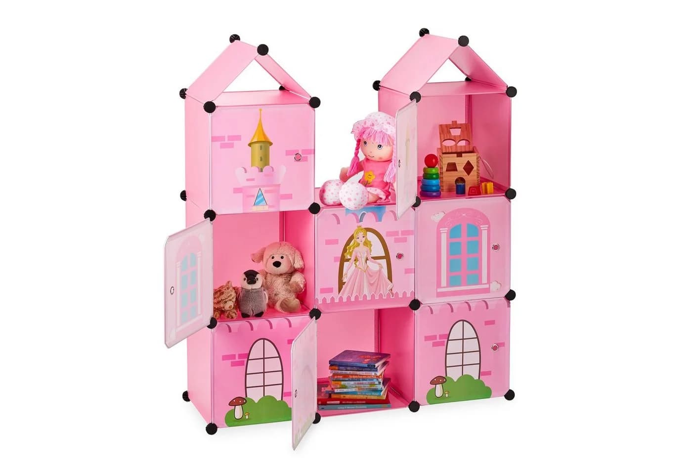 relaxdays Steckregal Kinderzimmer als Schloss rosa DIY - Bild 2