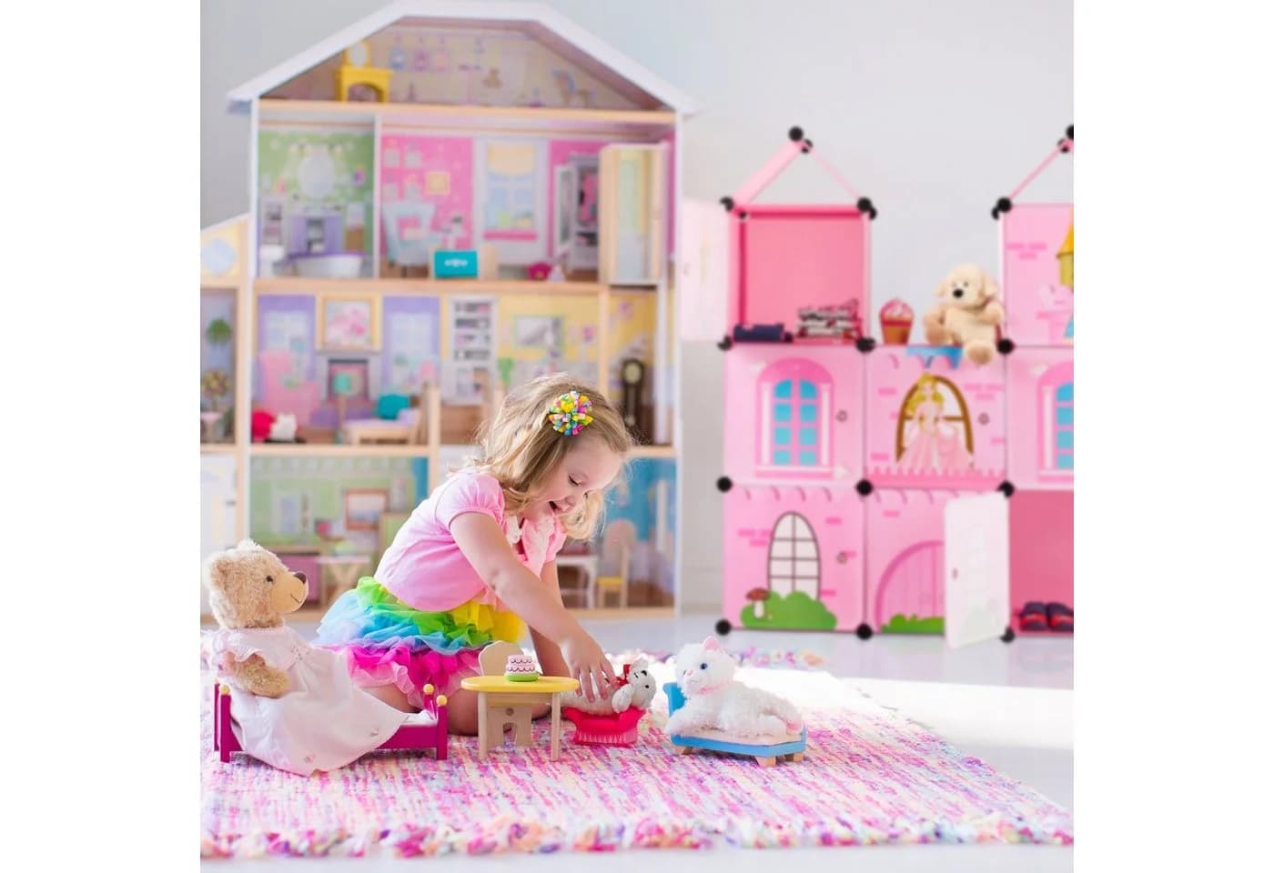 relaxdays Steckregal Kinderzimmer als Schloss rosa DIY - Bild 3