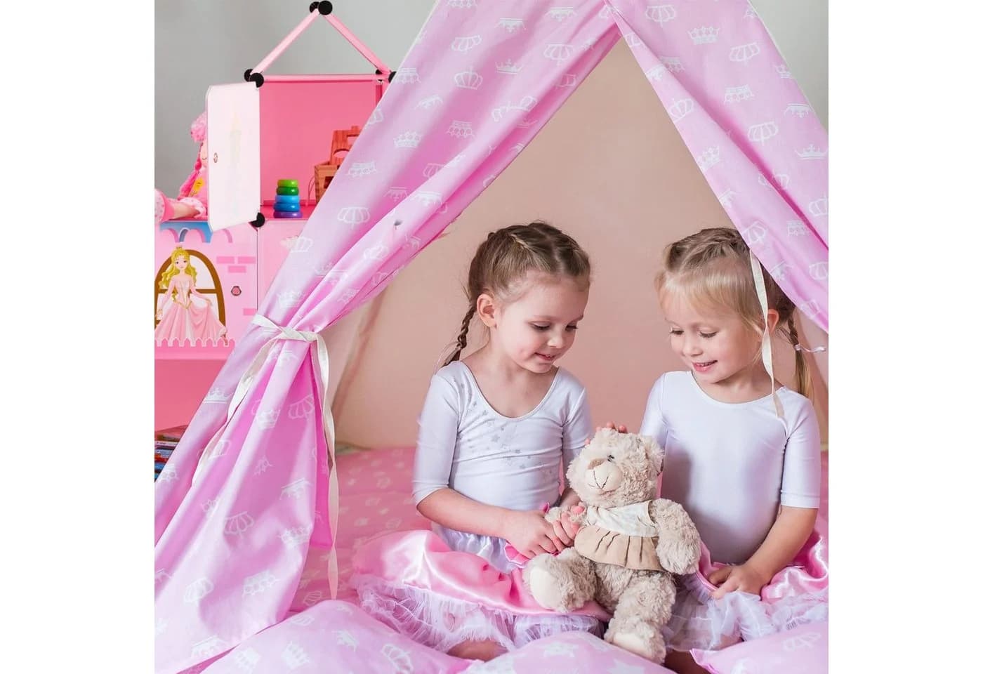 relaxdays Steckregal Kinderzimmer als Schloss rosa DIY - Bild 5