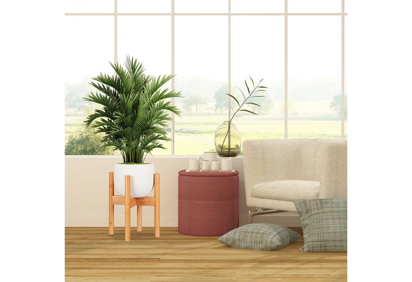 relaxdays Blumenständer Bambus verstellbar Natur