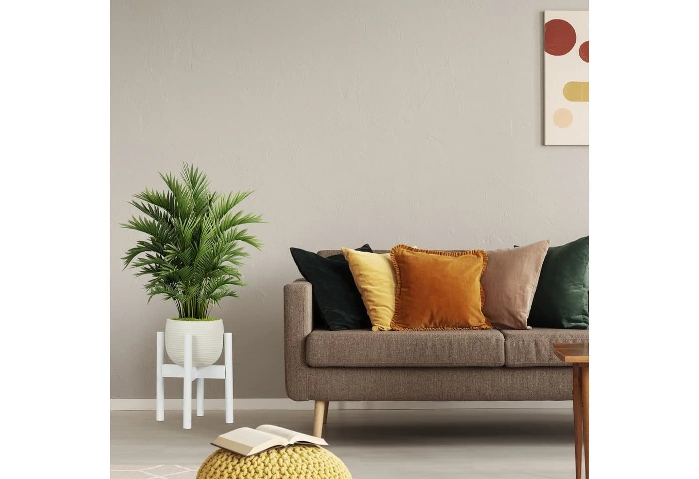 relaxdays Blumenständer Bambus Weiß Verstellbar