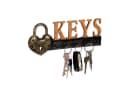 relaxdays Schlüsselbrett Keys - 5 Haken Gusseisen Orange/Schwarz Bild 2
