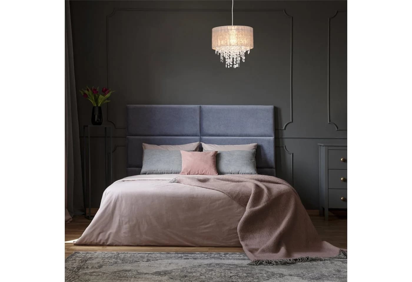 relaxdays Hängeleuchte Hängelampe Organza Kristall mit Kristall-Ketten - Bild 5