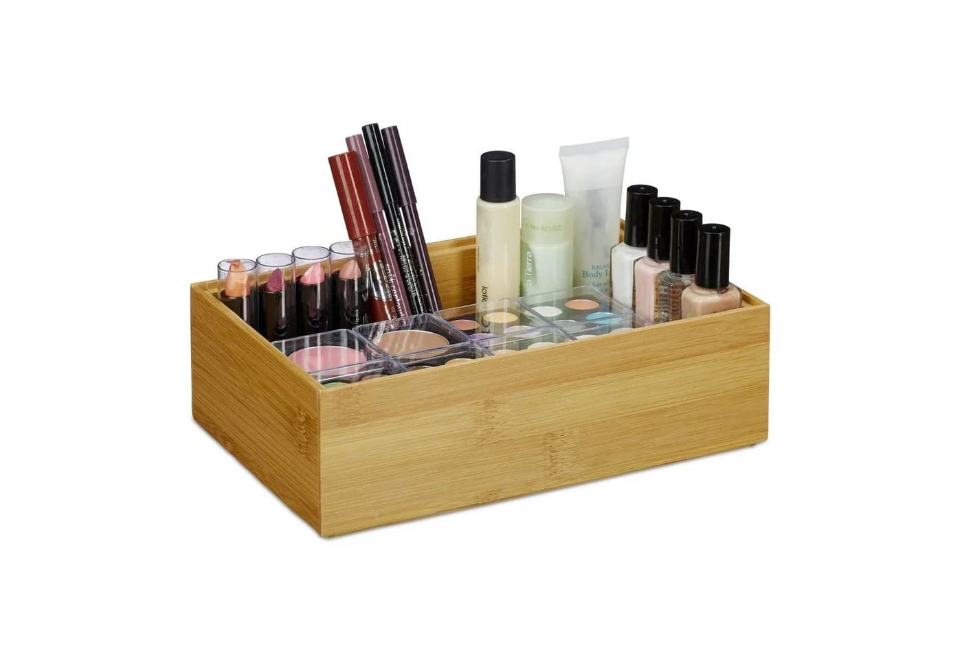 relaxdays Aufbewahrungsbox 2er Set Bambus Stapelbar Natur - Bild 2