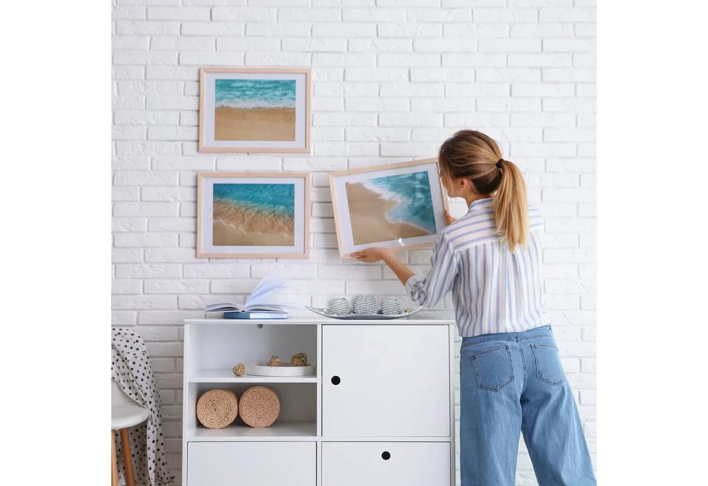 relaxdays Teelichthalter Kerzen Deko mit Schale Grau/Weiß - Bild 5
