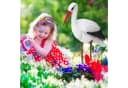 relaxdays Gartenfigur Storch Weiß Rot Schwarz Kunststoff Bild 1