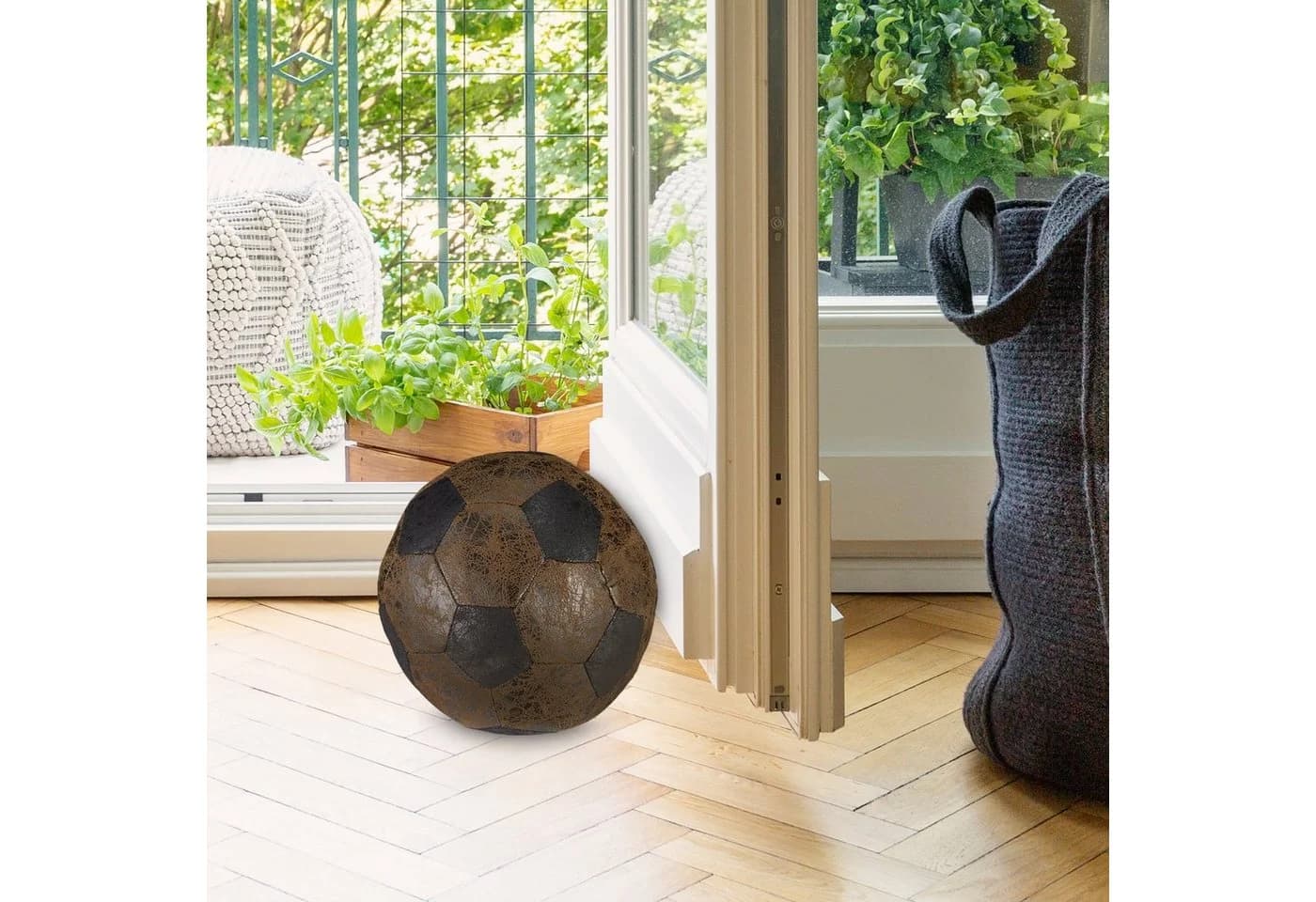 relaxdays Türstopper Fußball Retro Design Braun Schwarz - Bild 5